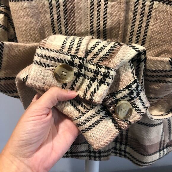 Pink Plaid Faux Shearling Trim Jacket size S NWT Knit Pockets - Picture 3 of 9